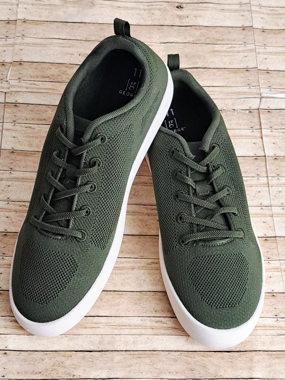 Men's George Olive Green Knit Low-Top Sneakers with White Sole Dize 11
